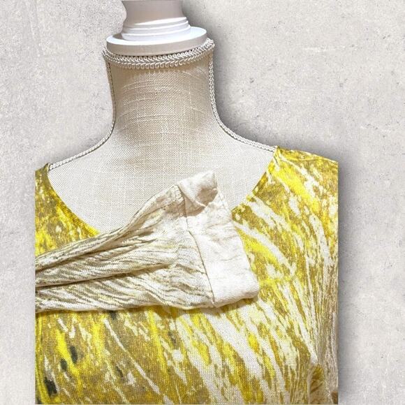 Nic+Zoe Printed Linen Blend Scoop Neck 3/4 Sleeve Top - Medium - Picture 6 of 9